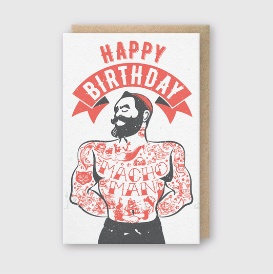 Macho Man Greeting Card: 3 3/8" X 5 3/8"